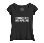 T-Shirt Femme Col Echancré Dunder Mifflin Geek Serie Tv Film Humour