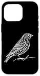 Coque pour iPhone 16 Pro Line Art Oiseau et Ornithologue Pin Siskin