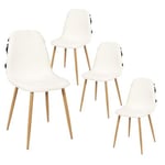 WAP - Lot de 4 Chaises Blanches et Noires Pieds Effet Bois