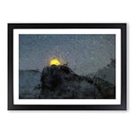 Big Box Art Moon Behind The Mountains in Canada Framed Wall Art Picture Print Ready to Hang, Black A2 (62 x 45 cm)