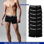 Mens 7 Pack Jack & Jones Boxer Shorts, Underwear, Multipack Trunks, New