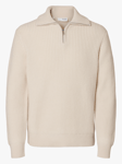 Selected Homme Land Long Sleeve Knit Half Zip - Herre - Beige - XL