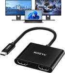 Adaptateur Usb C Vers Double Hdmi 4K @ 60 Hz,Répartiteur De Type C Vers Hdmi,Compatible Avec Macbook/Macbook Pro Air Dell Xps13/15(Uniquement Sur Windows Support Mst),Black