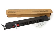 LINK LK10052IT - Multiprise avec 9 Prises Iec C13 pour armoires Rack 19" avec Prise Italienne 16 A - Noir - Électriques réversibles 180°