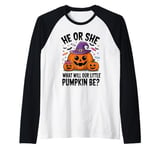 He or She What Will Our Little Pumpkin Be Baby Shower Raglan Baseball Tee