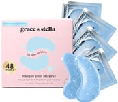 Grace & Stella - Masque Yeux [48 Paires, Bleu] Patch Yeux Anti Cernes en Gel- Réduit les Cernes Sous les Yeux, Yeux Bouffis, Anti Rides, Anti Poche Sous les Yeux - Vegan & Cruelty-Free, Soins des Yeux