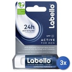 3x Labello Lip Balm Active For Men 85151