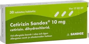 Cetirizin Sandoz filmdragerad tablett 10 mg 30 st