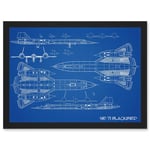 SR-71 Blackbird Habu US Airforce Aircraft Spy Plane Blueprint Plan Artwork Framed Wall Art Print A4