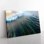 Big Box Art Surfing in The Maldives Canvas Wall Art Print Ready to Hang Picture, 76 x 50 cm (30 x 20 Inch), Black, Grey, Green, Grey, Teal