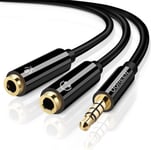 UGREEN 35mm Male to Headphone Mic Splitter Cable - Black 20cm