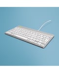 R-Go Tools Clavier ergonomique Compact Break, clavier compact avec logiciel de pause,AZERTY (FR), Filaire, blanc