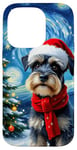 Coque pour iPhone 14 Pro Miniature Schnauzer Starry Night Christmas Van Gogh Dog