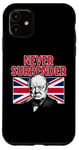 Coque pour iPhone 11 Winston Churchill Never Surrender avec drapeau Union Jack