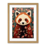 Artery8 Red Panda Cute Tree Blossom Kids Bedroom Artwork Framed Wall Art Print 18X24 Inch