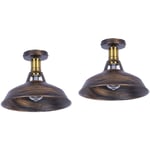 Lampe de Plafond 27cm Plafonnier Industrielle Vintage Métal Abat-jour Luminaire Couloir Balcon Escalier Bronze 2 Pack