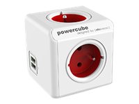 Allocacoc Powercube Extended Usb - Kraftdistributionsenhet - Ac 250 V - Utgångskontakter: 4 (Usb, Typ E) - 1.5 M Sladd - Bostonröd