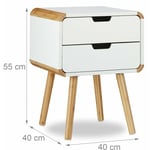 Helloshop26 - Table de chevet 2 tiroirs table console blanc et bois