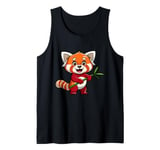 Adorable Red Panda Holding Bamboo Cute Art Tank Top