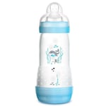 MAM Easy Start Anti-Colic A123 Bottle, Patented Anti-Colic with Teat 3 Made of SkinSoftTM Ultra-Soft Silicone, for Babies from 4 Months, 320 ml, Blue, 1 Unit, Self-Sterilising in 3 Minutes