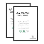 Lot de 2 cadres photo A4, en bois, 21 x 30 cm, noirs, pour certificat ou photos, pour accrocher au mur ou pour poser sur une table