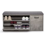 Meerveil - Banc à Chaussures-Meuble de Rangement pour Chaussures, Coussin Rembourré, en Bois, Pour Entrée, Couloir, Gris-Mondeer