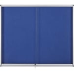 Bi-Office Exhibit Indoor Lockable Notice Board Non Magnetic 12 x A4 Wall Mounted 96.7 (W) x 92.6 (H) cm Blue