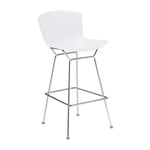 Knoll - Bertoia Plastic Bar Stool, sitthöjd 69 cm, underrede i Krom, Vit sits - Barstolar - Harry Bertoia - Vit - Metall/Plast