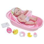 JC Toys - La Newborn – Coffret Cadeau Layette Deluxe Baignoire 10 pièces | Poupée Nouveau-né réaliste en Vinyle de 30,5 cm avec Accessoires | Rose | Étanche | À partir de 2 Ans