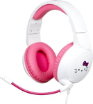 Hello Kitty Casque Gaming Filaire PC, PS4, PS5, Switch, Xbox One et Series X|S - Microphone - Câble 1,5 m - Prise Jack 3,5 mm - Blanc et Rose