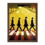 Doppelganger33 LTD Abbey Road Abstract Stylised Beatles Boho Landscape Red And Ochre Artwork Framed Wall Art Print 18X24 Inch