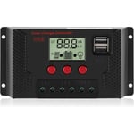 Contrôleur de Charge 30A Régulateur de Charge Panneau Solaire Identification Automatique 12V/24V avec écran LCD et Port 5V USB