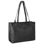 STILORD 'Courtney' Sac a Main Femme Cuir Vintage Sac Bandoulière Grand Cabas Femmes Cuir Tote Bag Ordinateur 14 Pouces pour Shoping Travail College, Couleur:noir