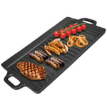 Cast Iron Reversible Griddle Pan  Plate BBQ Ridged Flat Non-Stick 16" Teppanyaki