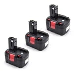 3x Batterie compatible avec Bosch psr 14.4-2, psr 14.4VE-2(/B), PSR1440, PSR1440/B, pst 14.4V, psr 140 outil électrique (1500 mAh, NiMH, 14,4 v)