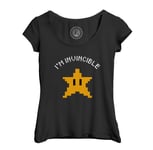 T-Shirt Femme Col Echancré Etoile Mario Invincible Jeux Vidéo Retro Gaming Vintage