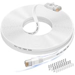 20 m Ethernet-kabel, Cat 6e/cat6 lång internetkabel med Snagless Rj45-kontakt, höghastighetspatchkabel än Cat 5e/cat 5, platt Wh