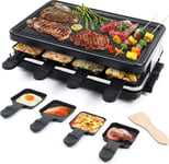 Raclette Grill 8 People Non-Stick Coating Electric Grill Machine with 8 Mini and