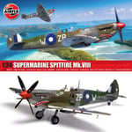 Airfix Supermarine Spitfire MK.VIII. 1-24 Scale Plastic Model Kit. New For 2024.