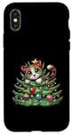 Coque pour iPhone X/XS Arbre de Noël mignon Père Noël chat dessin animé