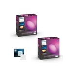 Philips Hue - 2x Go Table Lamp White & Color Ambiance Bridge Bundle