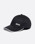 BOSS Green Mens Cotton-Twill Cap with Printed Logo - Black - One Size