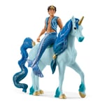 SCHLEICH Bayala Aryon on Unicorn Toy Figure Set, Blue (70718)