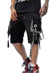 Hello MrLin Techwear Cargo Shorts for Men Drawstring Summer Beach Stretch Hip Hop Cyberpunk Joggers Gothic Japanese Tech Wear Pants Outdoor Shorts with Pockets