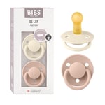 BIBS De Lux Soother 2-Pack, BPA Free Dummy Pacifier, Round Nipple. Natural Rubber Latex, Size 2 (6-18 Months), Ivory/Blush