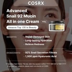 COSRX Advanced Snail 92 All in one Cream, Snail Mucin Secretion Daily Face Gel