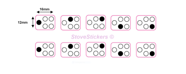 5 RING HOB STOVE STICKERS DECALS  dot to side cooker top replacement markings