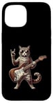 Coque pour iPhone 15 Retro Cat Rock Music Men Kids Women Funny Kitten Cat Rock