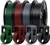 4 * 250g Filament PLA 1,75 en Fibre de Carbone (± 0,03 mm) pour Imprimante 3D FDM, Fibre de Carbone PLA Gris+Noir+Vert Armée+Vin Rouge