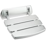 PrimeMatik - Siège de douche rabattable. Chaise pliant en plastique et aluminium argent 350x348mm